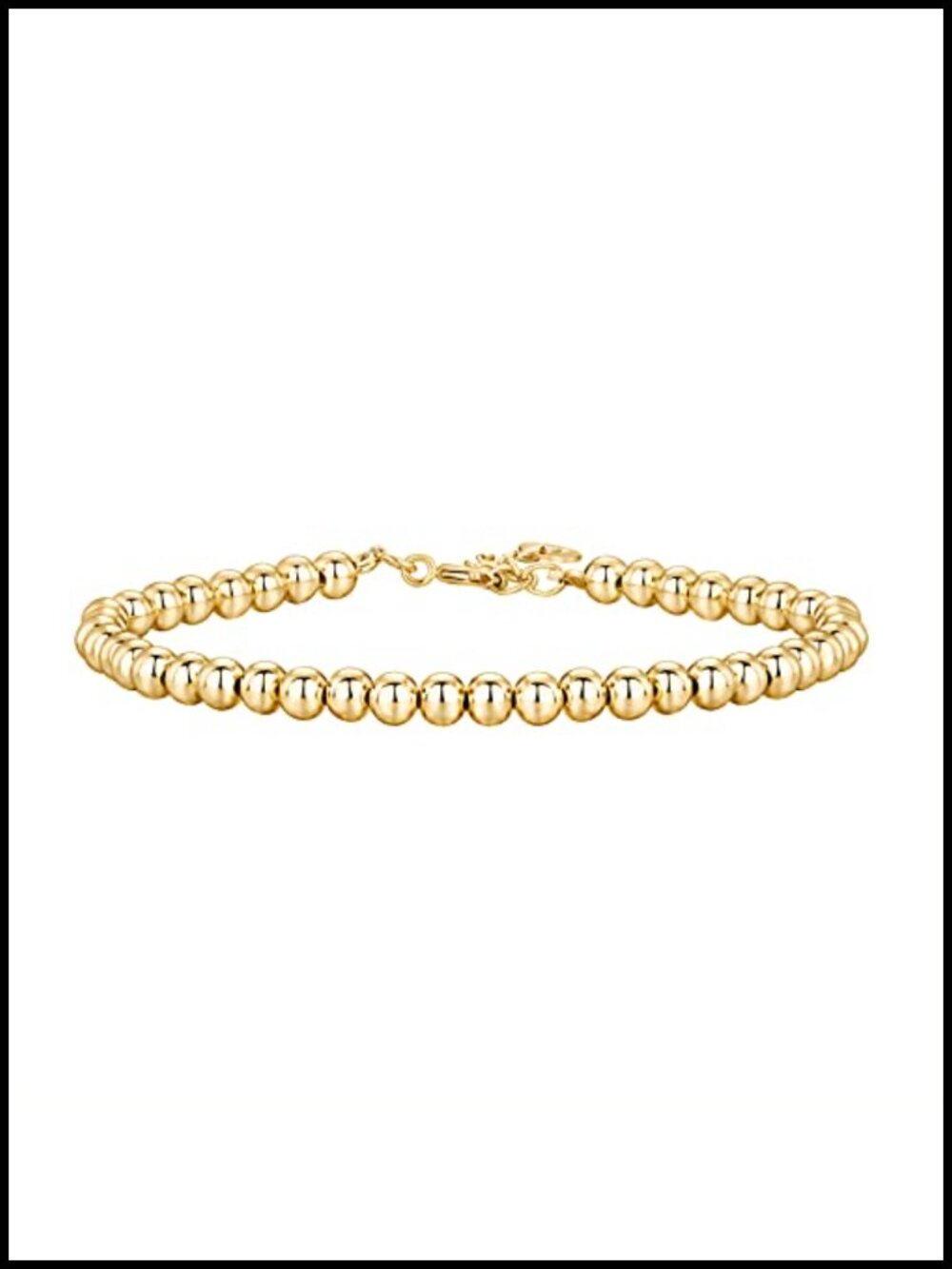 14K Gold Plated Beaded Bracelet for Women Stackable Dainty Bracelet 6.5"